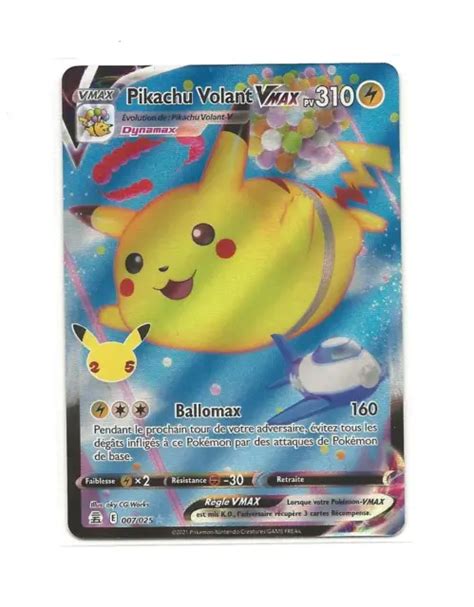 CARTE POKEMON PIKACHU Volant Vmax 007 025 Célébrations 100 Neuve VF