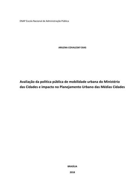 PDF Avaliação da política pública de mobilidade urbana do