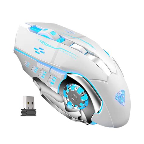 Aula Sc100 Silent White Wireless Mouse Rechargeable Rgb