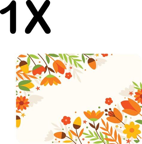 Bwk Luxe Placemat Getekende Lente Bloemen Achtergrond Set Van