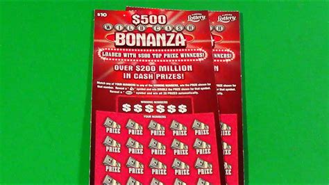 SOOD 1220 TWO 10 500 WILD CASH BONANZA Florida Lottery Scratch