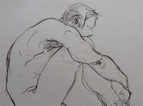 ORIGINAL PENCIL DRAWING Of A Male Nude In A Profile Floor Seated Crouched Pose 29 99 PicClick UK