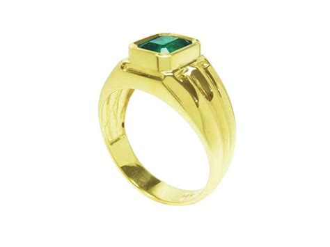 Mens Solitaire Emerald Ring 157 Ct Bezel Set