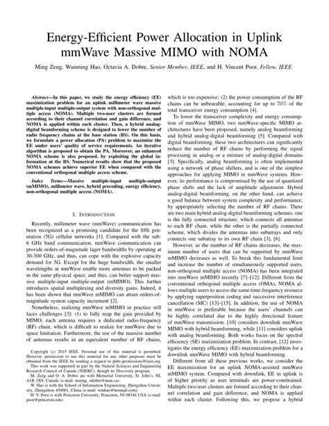 Pdf Energy Efficient Power Allocation In Uplink Mmwave Massive Mimo