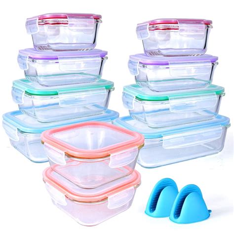 20 Piece Glass Food Storage Airtight And Leak Proof Containers Set With Snap Lock Lids Bonus 2