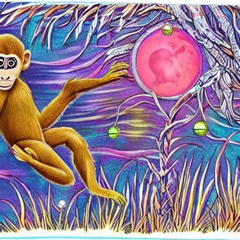 Trippy Monkey Dancing Under The Moonlight Arthub Ai