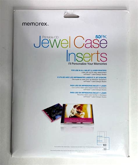 Memorex CD Jewel Case Printable Inserts 50 Standard Cases 100 Slim