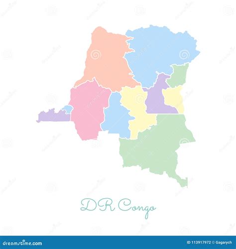 DR Congo Region Map Colorful With White Outline Stock Vector