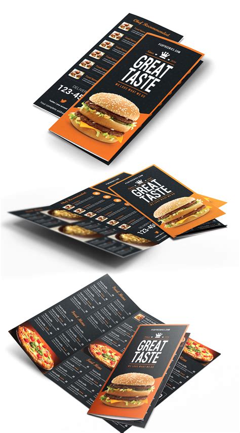 Fast Food Menu Trifold Brochure Free Psd