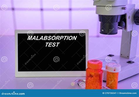 Medical Tests and Diagnostic Procedures Concept. Text on Display in Lab Malabsorption Test Stock ...