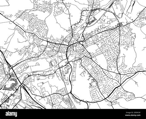 Road Map Of The City Of Rotherham In The United Kingdom On A White