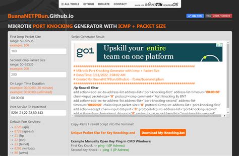 Mikrotik Port Knocking Generator with Icmp + Packet Size - Buananet.com