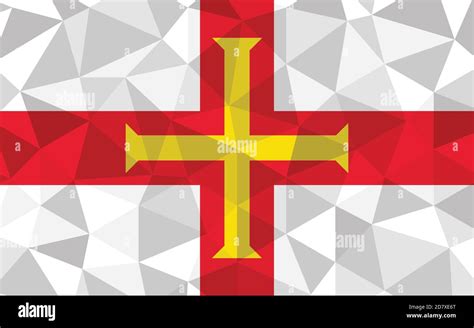 Low poly Guernsey flag vector illustration. Triangular Guernesiais flag ...