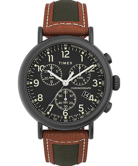 Timex Standard Chronograph 41mm Fabric With Leather Strap Watch Timex Us