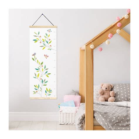 Toise murale pour bébé personnalisable oiseaux et fleurs