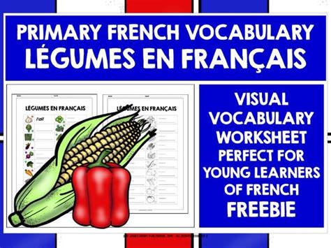 French Vegetables Visual Vocabulary Worksheet Freebie Teaching Resources