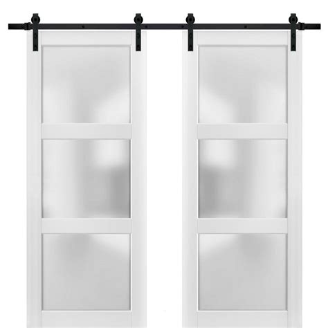 Sartodoors 2552 56 In X 96 In 3 Lite Frosted Glass White Finished