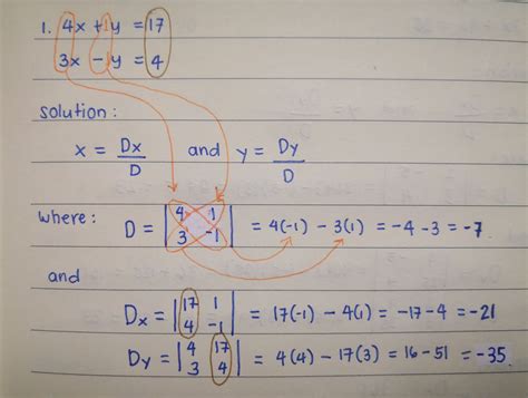 Solved Solve For X And Y Using Cramers Rule Show Your Solution 4x