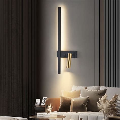 Aplic Led Modern Design Contemporan Cu Detalii Aurii Dm Negru