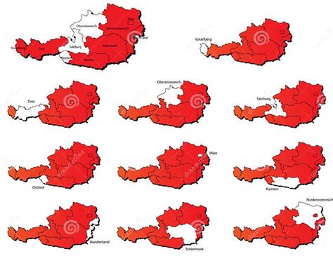 Austria Provinces Maps Stock Vector Illustration Of Boundary 31515498