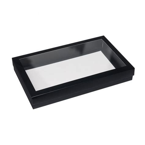 Black Deluxe Treat Boxes With Window Boards Boxes From Cake Craft