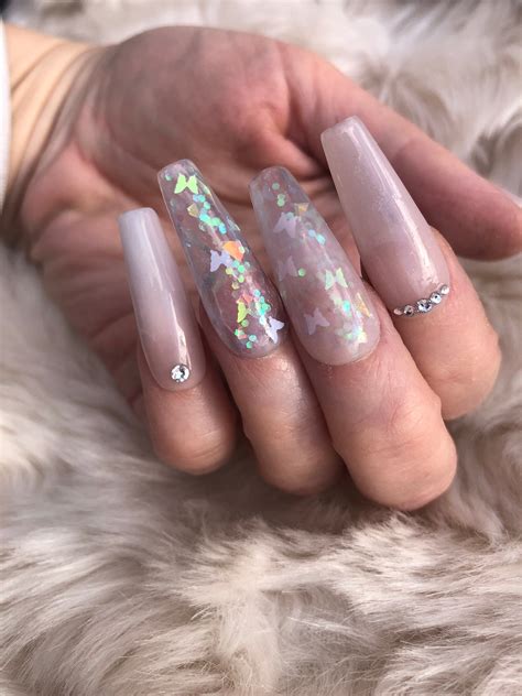 Pink Nude Butterfly Ombré Press on Nails False Nails Fake Etsy