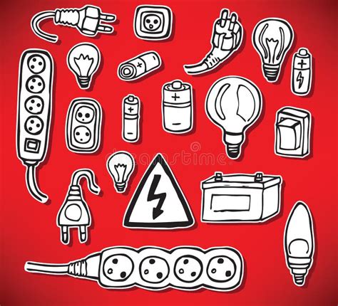 Energie Und Elektrische Symbole Vektor Abbildung Illustration Von