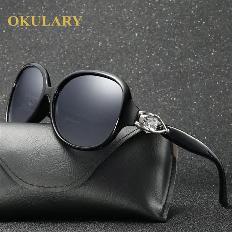 Okulary New Hollow Out Diamond Sunglasses Women Oversized Oval Polarized Sun Glasses Female