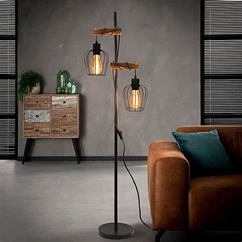 Homefire Vintage Lampadaire X E T Tes En Bois X X Cm