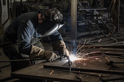 Premium AI Image Man Working With Hot Metal Using Tools And Gauges Created With Generative Ai