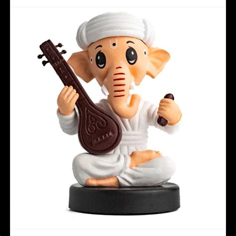 Lord Ganesha Cute Polyresin Figurine | White - Phooldaan