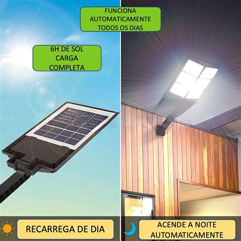 Luminaria Holofote Solar W Preta Ecosoli Ecosoli Iluminacao E