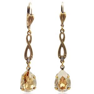 Nobel Shop Jugendstil Ohrringe Swarovski Gold