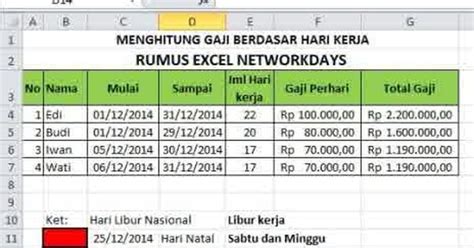 Menghitung Jumlah Hari Kerja Di Excel Microsoft