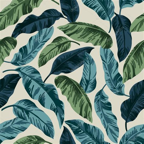 Seamless Exotic Pattern With Tropical Leaves Stock Vector By ©lisla 123427804