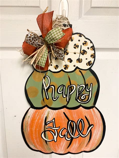 Fall Door Hanger / Pumpkin Door Hanger / Pumpkin Stack / Leopard - Etsy