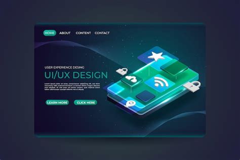 Realistische Ui Ux Landingpage Vorlage Kostenlose Vektor