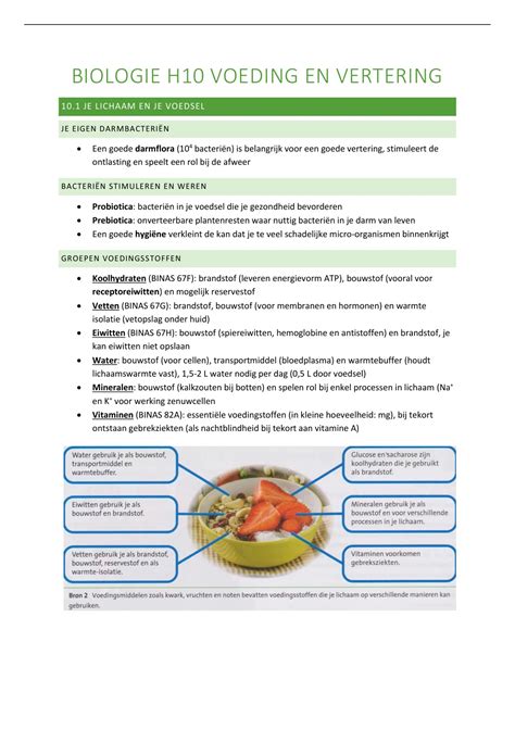 Samenvatting Biologie Nectar Vwo 5 Hoofdstuk 10 Voeding En Vertering