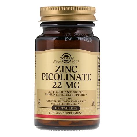 Solgar, Zinc Picolinate, 100 Tablets - iHerb.com