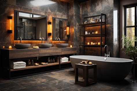 Premium Photo | A modern bathroom in the style of brutalist architecture inspiration