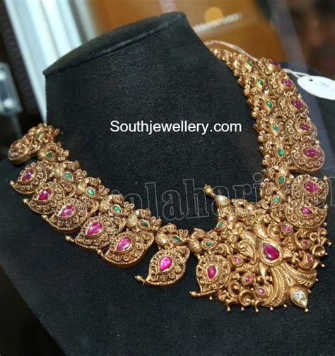 Antique Mango Peacock Nakshi Necklace Indian Jewellery Designs