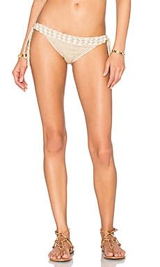 Anna Kosturova Seashore Lace Up Bikini Bottom In Taupe Revolve