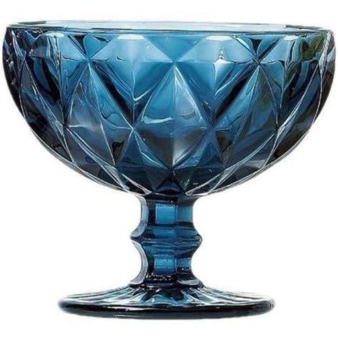 Jogo 6 TACAS COUPE CHAMPAGNE DE VIDRO SODO CALCICO DIAMOND AZUL 310ML