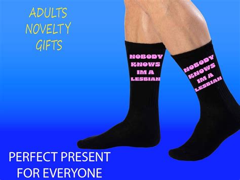 Nobody Knows I M A Lesbian Unisex Socks Bold Text Funny Novelty Gift Girlfriend Present