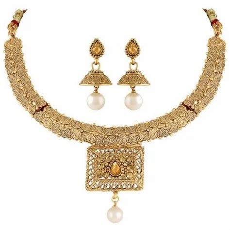 Zinc Asmitta Traditional Gold Toned Choker Necklace Set For Women Foam