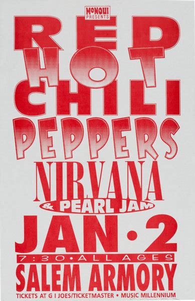 Red Hot Chili Peppers Nirvana Pearl Jam Salem Armory Concert Poster Lot 89286 Heritage