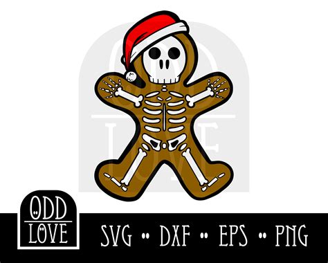 Christmas Svg Gingerbread Man Skeleton Cutfile Cute Gothic Holiday