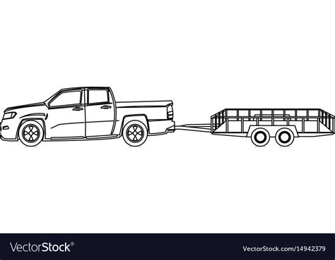 Pickup Truck And Dump Trailer Work Transport Vector Image