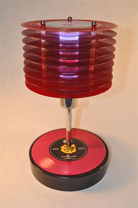 Red Vinyl Decorative Mood Lamp Made From Punk Rock 45s 25000 Via