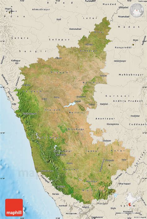 Satellite Map Of Karnataka Shaded Relief Outside